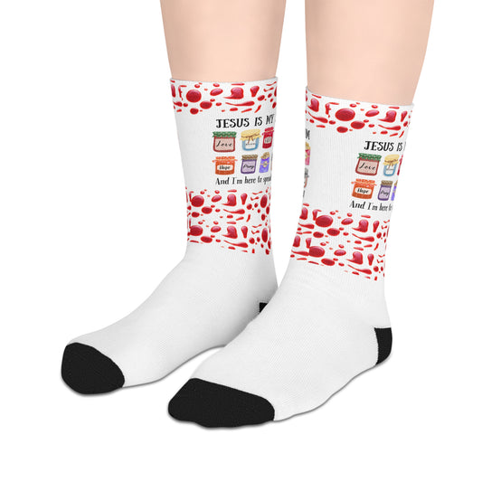 Fun Jesus is my Jam-Themed Mid-Length Socks, Playful, Cozy Style for Everyday Wear, Trendy Sock [...]