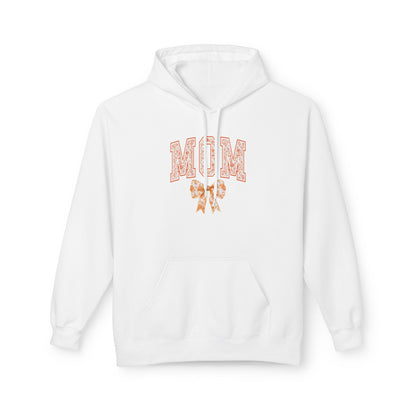Mom Orange Chinoiserie Floral Fleece Hoodie - Softstyle Midweight Sweatshirt for Cozy Comfort